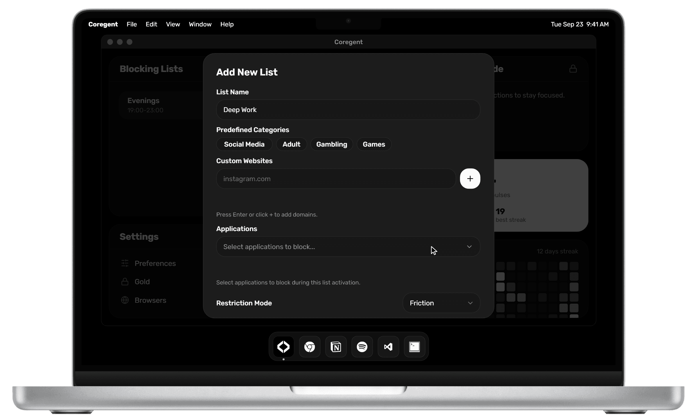 Coregent running on a MacBook